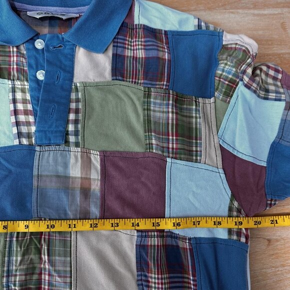 Vtg Orvis Polo Shirt Mens Large Patchwork Plaid Colorblock Madras Preppy Casual - Picture 8 of 9